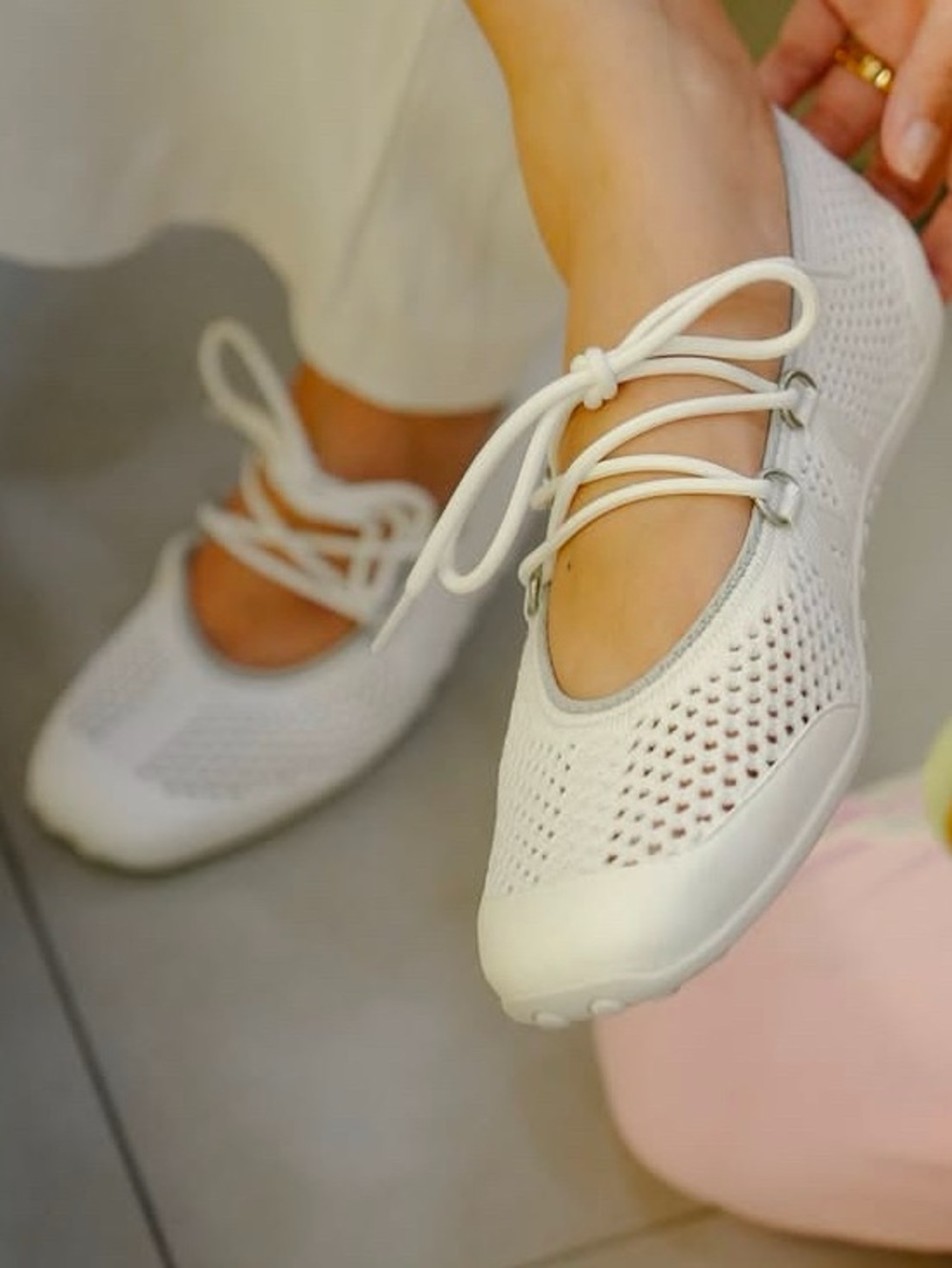 Vivaia Cecily White Mesh Ballet Sneaker Sneakerina Size 10.5 - Picture 4 of 14